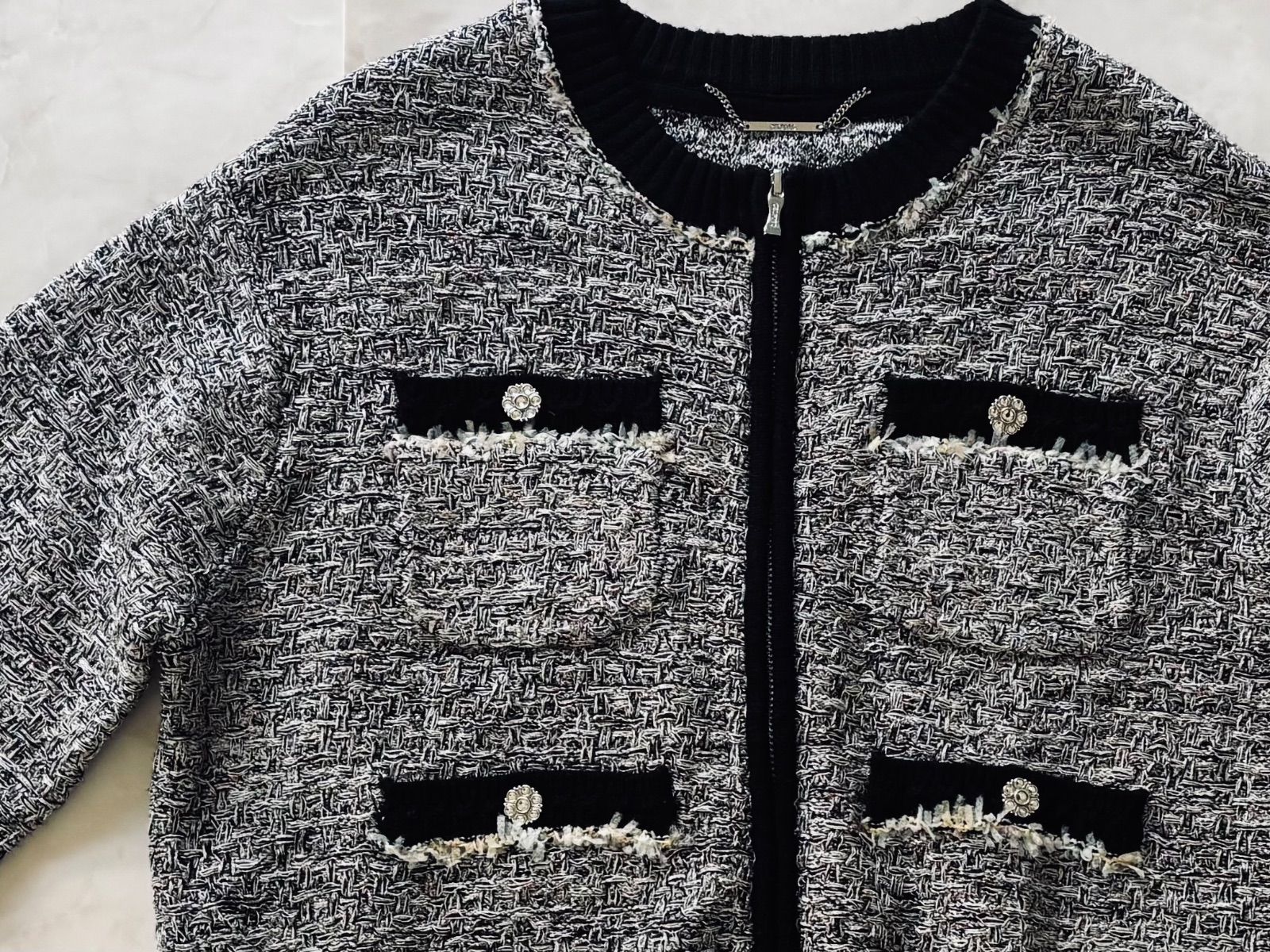未使用品】Sサイズ セルフォード ツイード ニットジャケット ニット