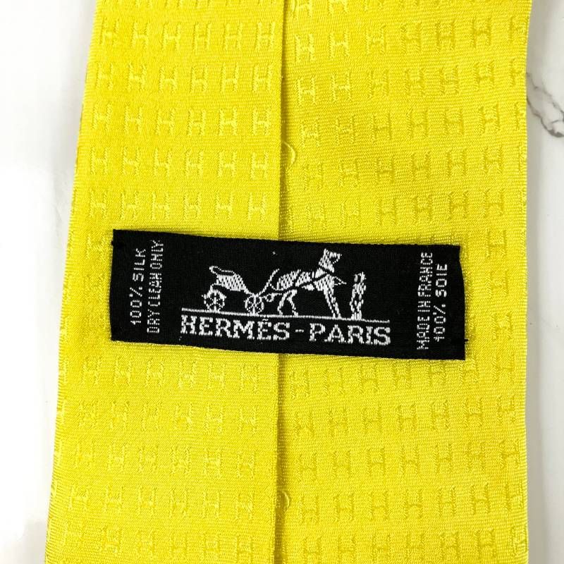 希少 美品 HERMES エルメス ネクタイ ファソネ H柄 H織 Hパターン