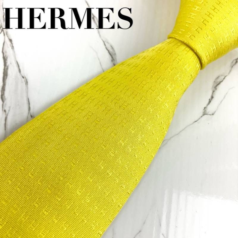 希少 美品 HERMES エルメス ネクタイ ファソネ H柄 H織 Hパターン