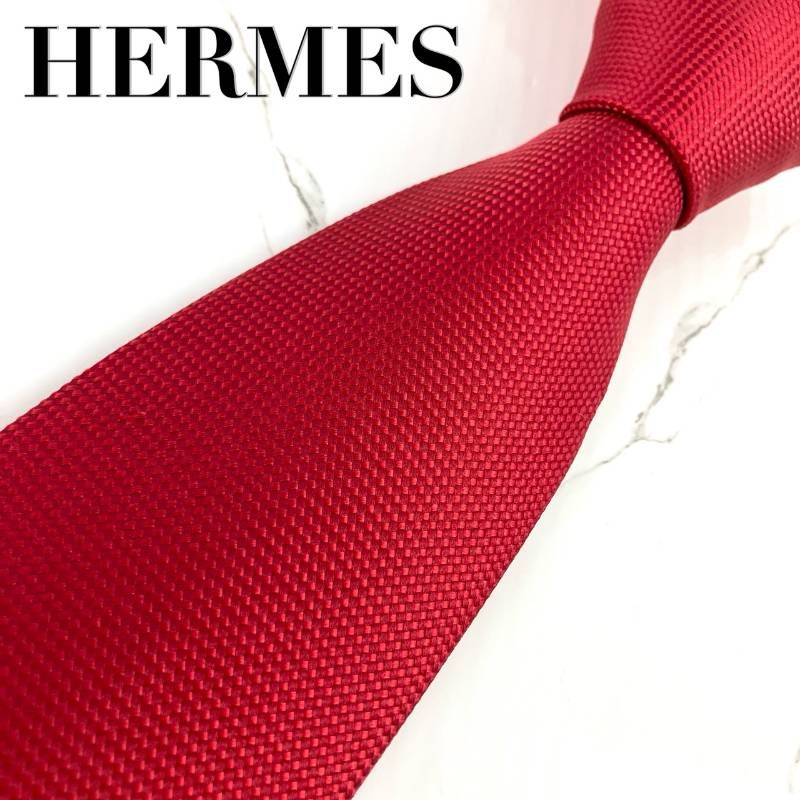 美品 HERMES エルメス ネクタイ サントノーレ ソリッド 無地
