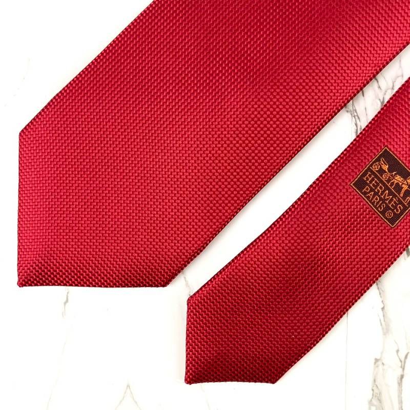 美品 HERMES エルメス ネクタイ サントノーレ ソリッド 無地