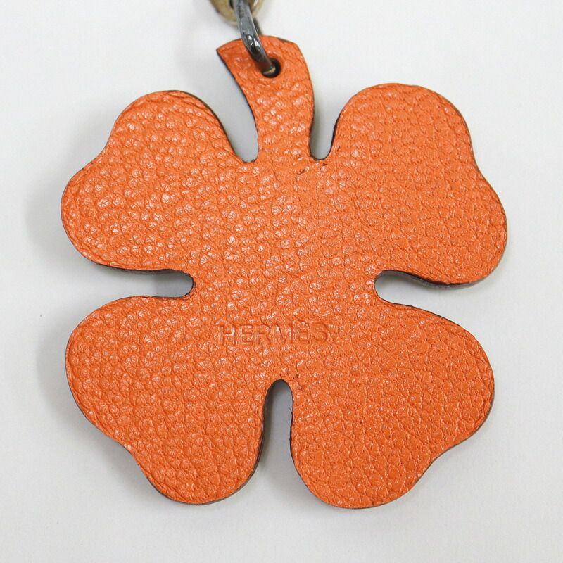 HERMES エルメス ラッキー4 クローバー チャーム グリーン オレンジ