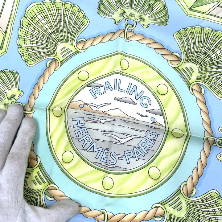 HERMES エルメス カレ90 スカーフ RAILING 船の手摺 シルク マルチ