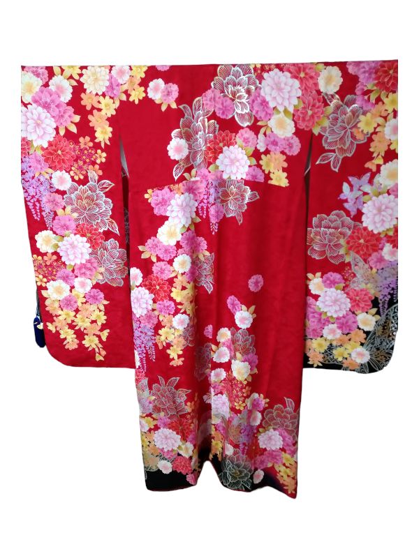 美品 正絹 振袖セット 振袖 袋帯 重ね衿 帯揚げ 帯締め 着付け小物