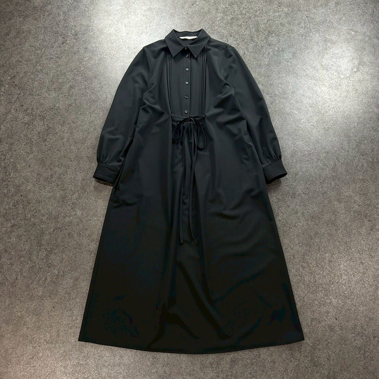 ZARA ザラ 長袖 シャツワンピース ピンタック ストレッチ ブラック 黒 