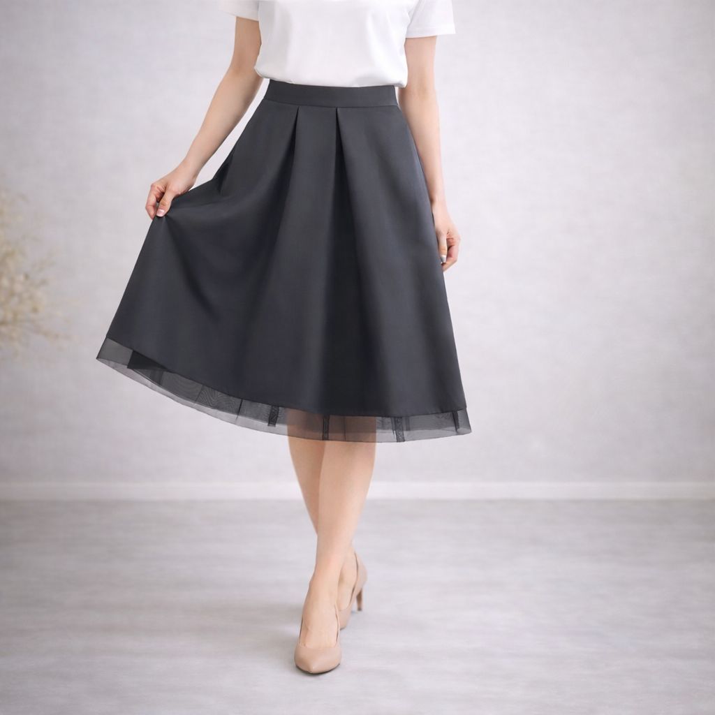 M'S GRACY エムズグレイシー☆裾チュールシフォンボックスプリーツ