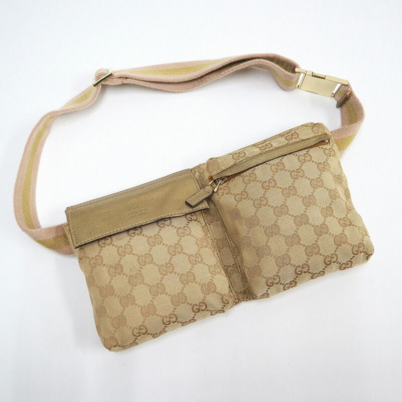 GUCCI グッチ クロスボディバッグ GGキャンバス×ゴールドレザー