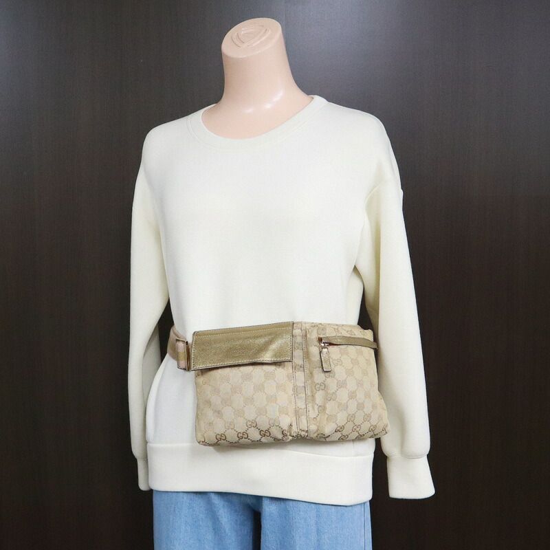 GUCCI グッチ クロスボディバッグ GGキャンバス×ゴールドレザー
