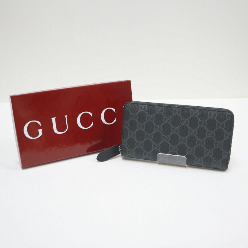 美品✨グッチ 長財布 ラウンドジップ GG キャンバス レザー ブラック GUCCI グッチ ラウンドファスナー長財布 GGキャンバス×レザー ブラック