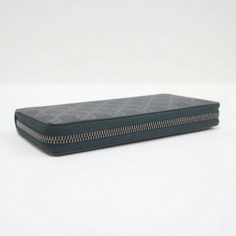 グッチ 長財布 GG柄 キャンバス ラウンドファスナー 黒×シルバー GUCCI グッチ ラウンドファスナー長財布 GGキャンバス×レザー ブラック