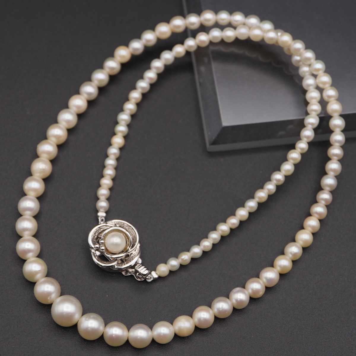 R447 本真珠 最大7.7mm珠 パール SILVER刻印 ネックレス デザイン