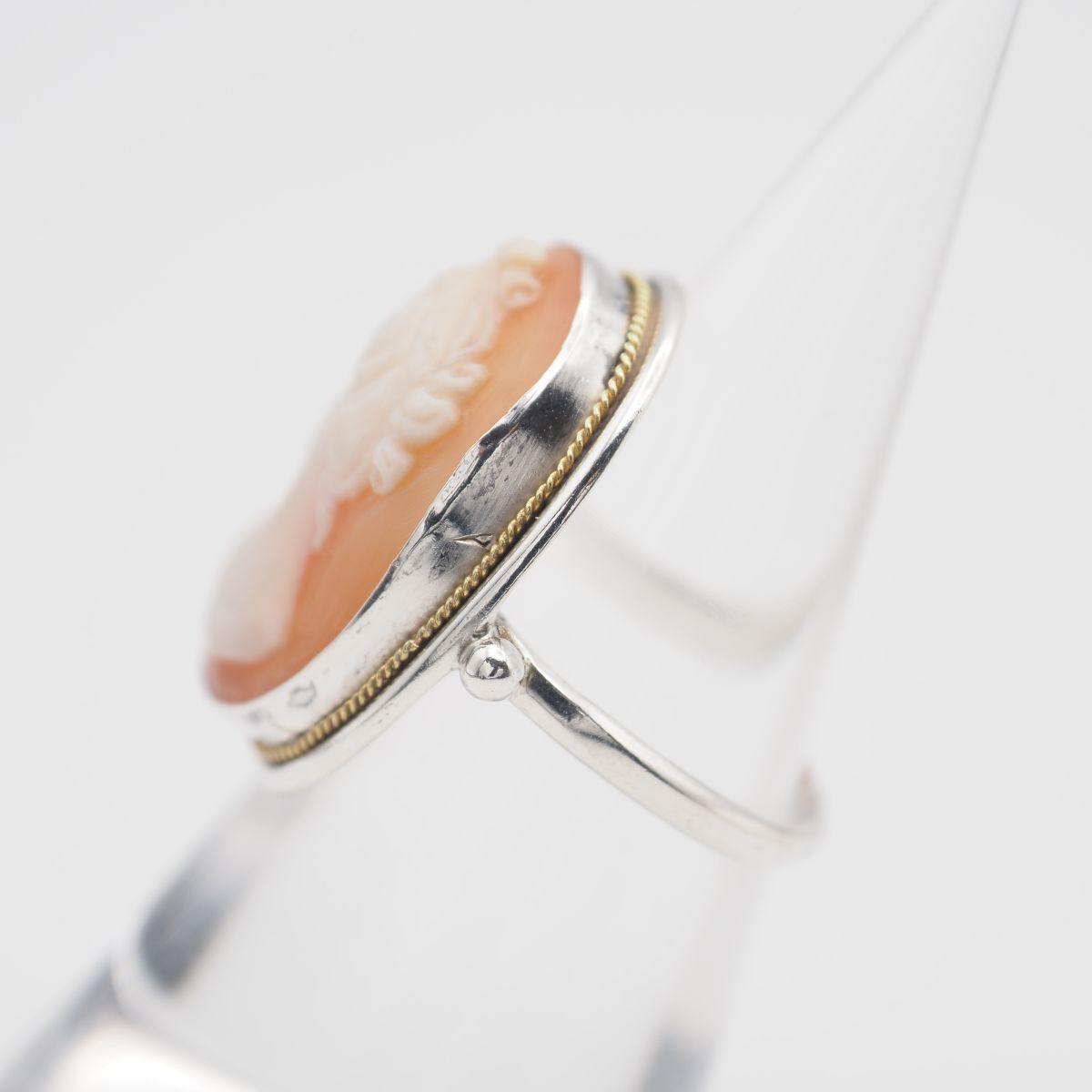 R548 シェルカメオ 800刻印 リング 女性横顔 デザイン シルバー 指輪