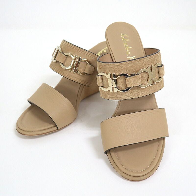 S.Ferragamo フェラガモ ガンチーニ サンダル CHAIM70 スエード×レザー