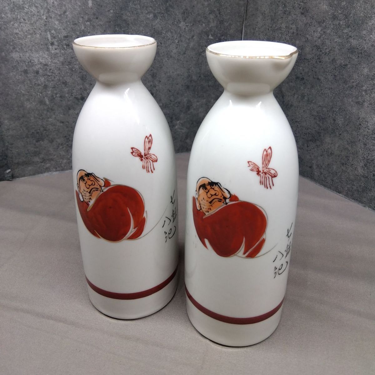 九谷焼 赤絵達磨図 徳利型 一輪挿し ペア 花瓶 酒器 A713 - メルカリ