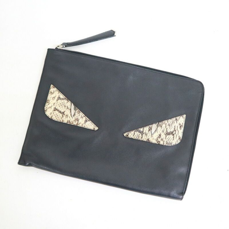 FENDI フェンディ クラッチバッグ バグズアイモンスター パイソン