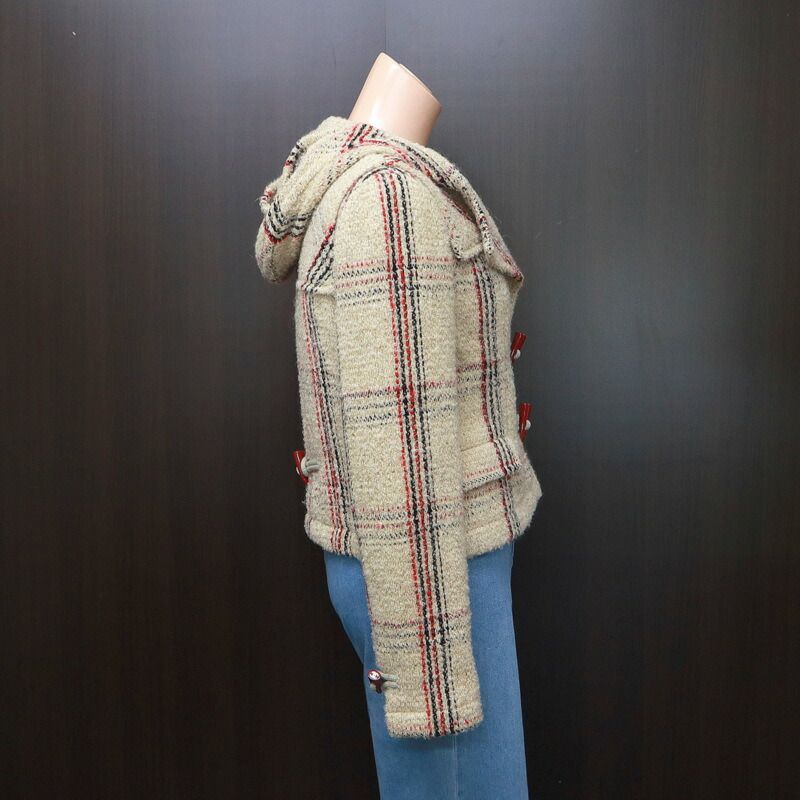 CHANEL シャネル ショートダッフルコート フード付き マルチカラー #36