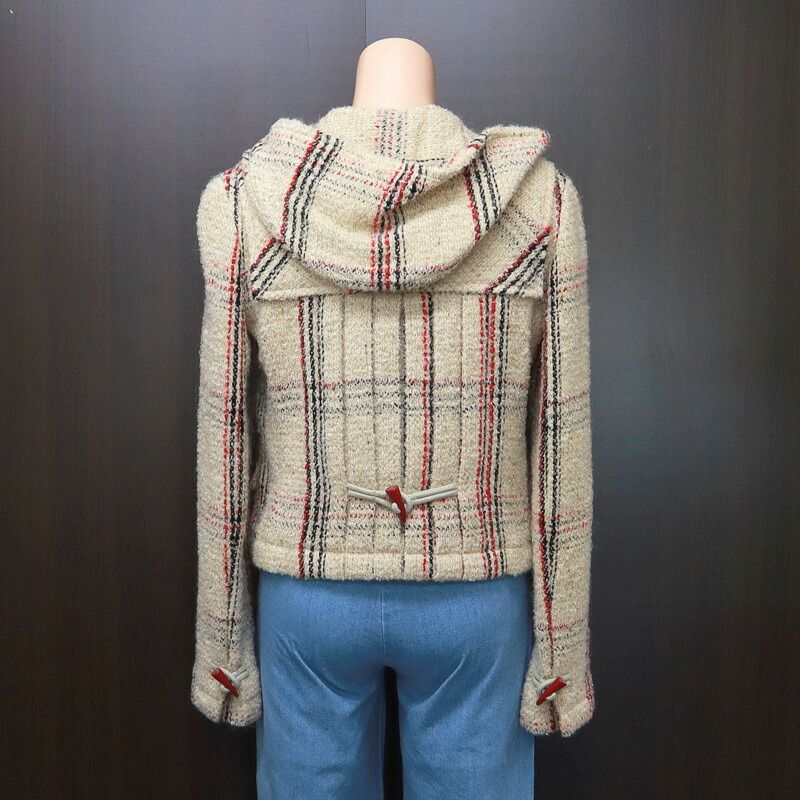 CHANEL シャネル ショートダッフルコート フード付き マルチカラー #36