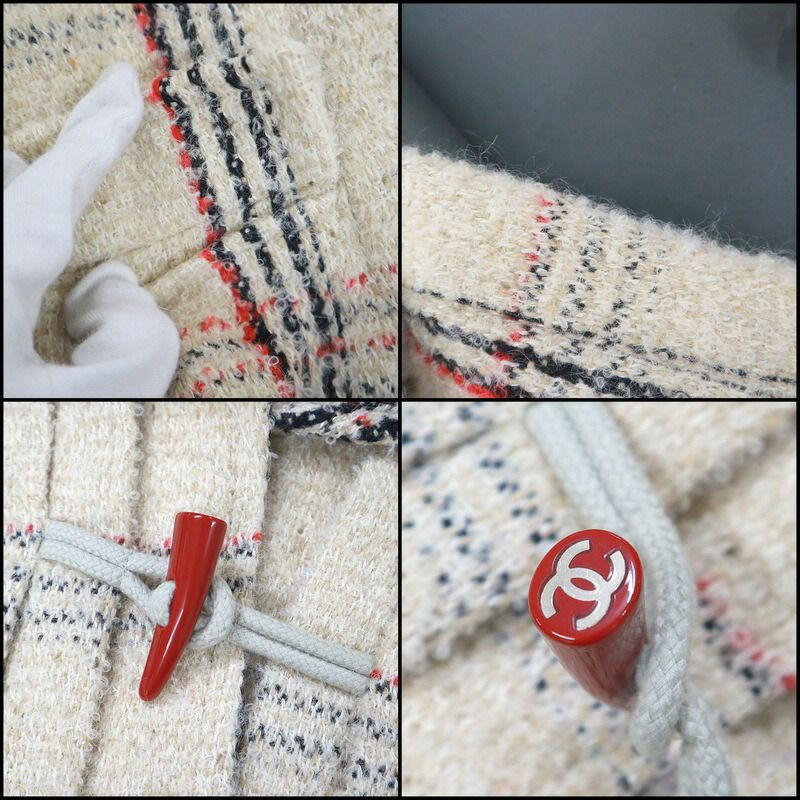 CHANEL シャネル ショートダッフルコート フード付き マルチカラー #36
