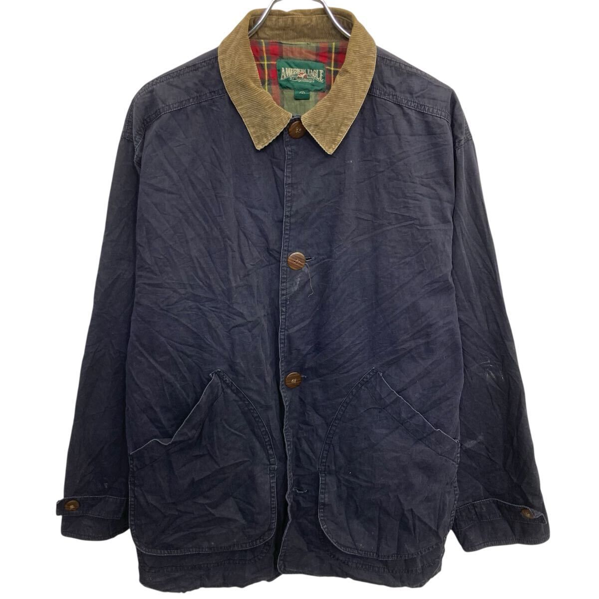 90s AMERICAN EAGLE ハンティングジャケット S ネイビー アメリカン 