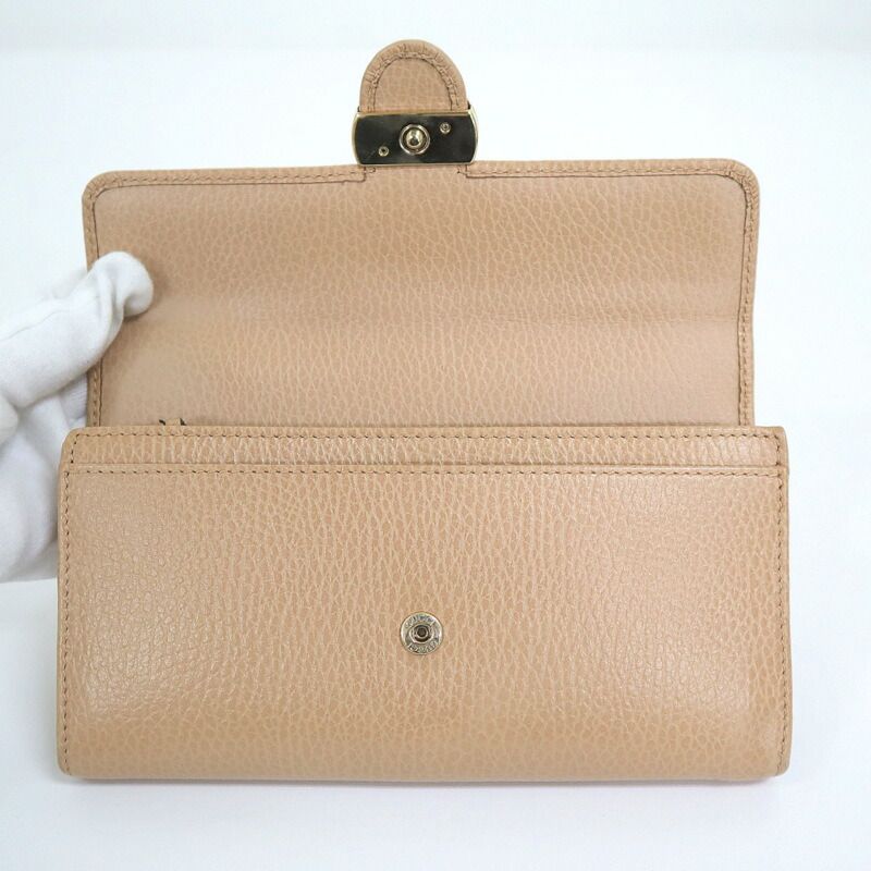 GUCCI グッチ 長財布 レザー ベージュ×ゴールド金具 615524 - メルカリ