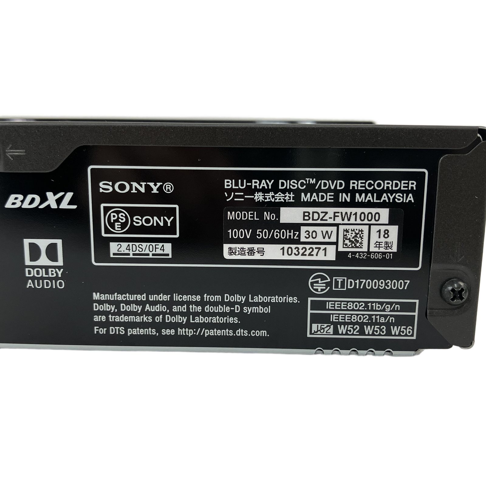 SONY ソニー BDZ-FW1000 4K 2018年製 Blu-ray レコーダー リモコン付き