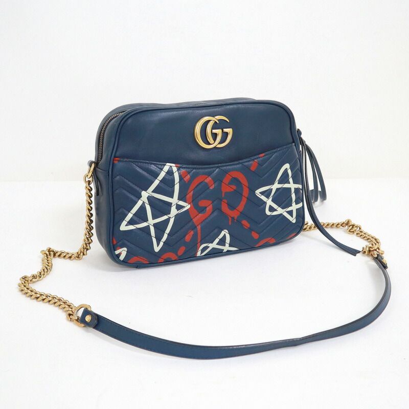 GUCCI グッチ チェーンショルダーバッグ GGマーモント ゴースト レザー