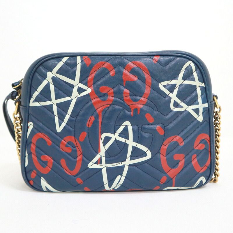 GUCCI グッチ チェーンショルダーバッグ GGマーモント ゴースト レザー