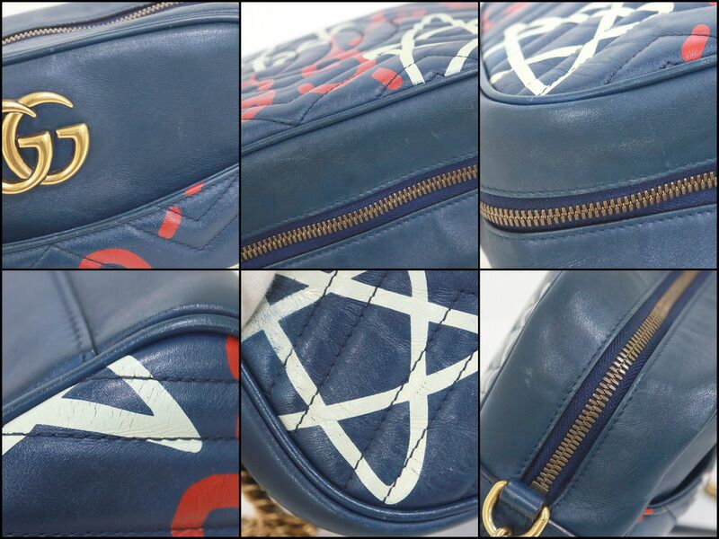 GUCCI グッチ チェーンショルダーバッグ GGマーモント ゴースト レザー