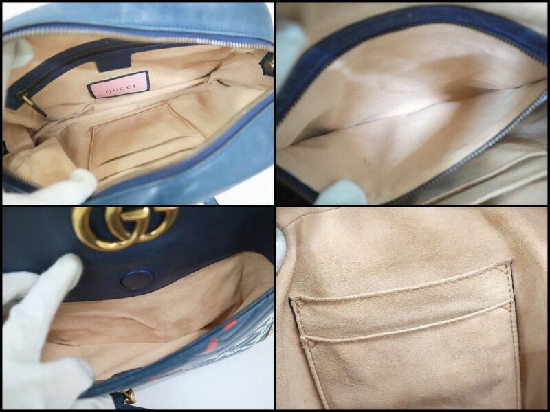 GUCCI グッチ チェーンショルダーバッグ GGマーモント ゴースト レザー