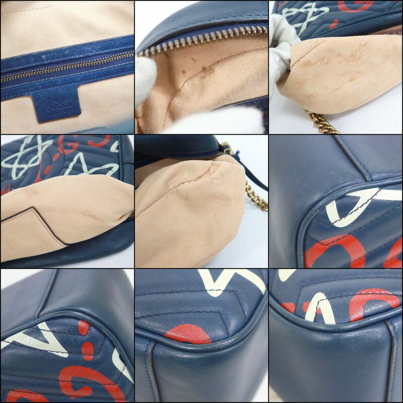 GUCCI グッチ チェーンショルダーバッグ GGマーモント ゴースト レザー