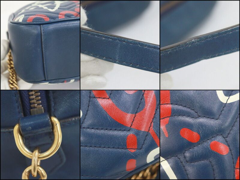 GUCCI グッチ チェーンショルダーバッグ GGマーモント ゴースト レザー