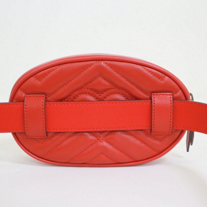 GUCCI グッチ ウエストバッグ GGマーモント レッド×ヴィンテージ