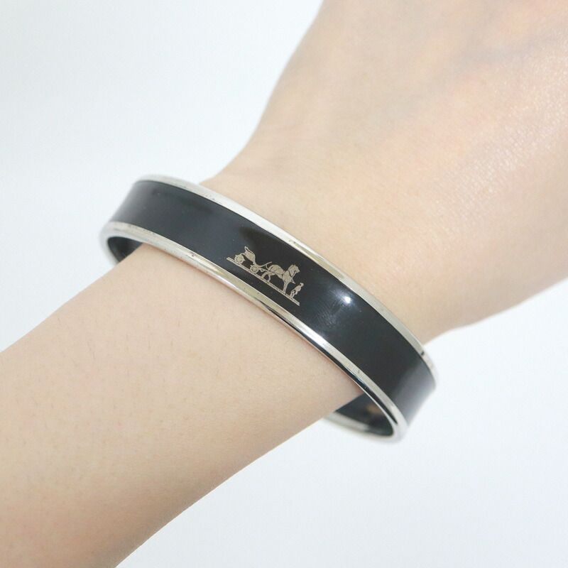 HERMES エルメス エマイユPM バングル ブレスレット シルバー ブラック