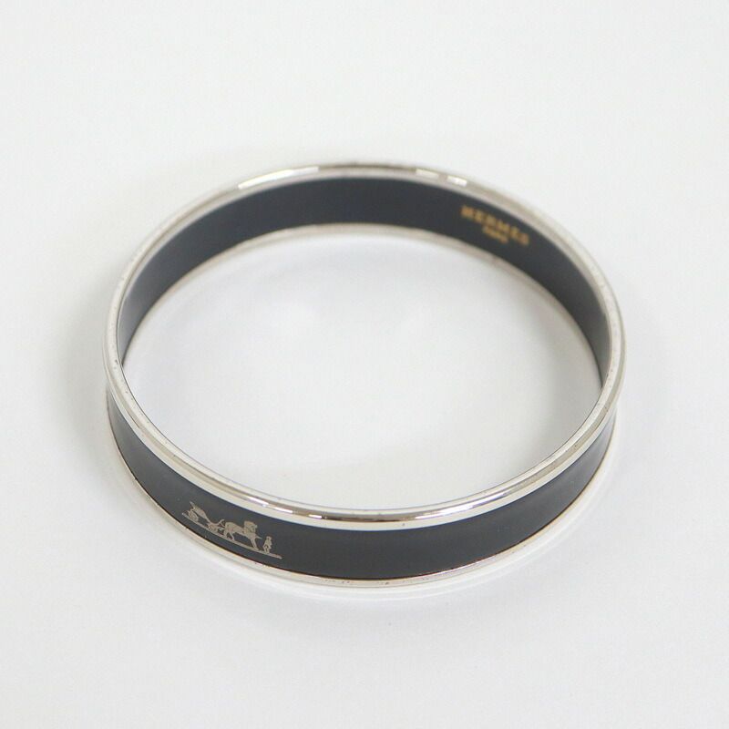 HERMES エルメス エマイユPM バングル ブレスレット シルバー ブラック