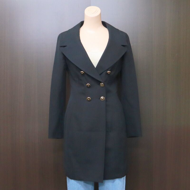 CHANEL シャネル ココボタン ロングジャケット 93P ウール×シルク