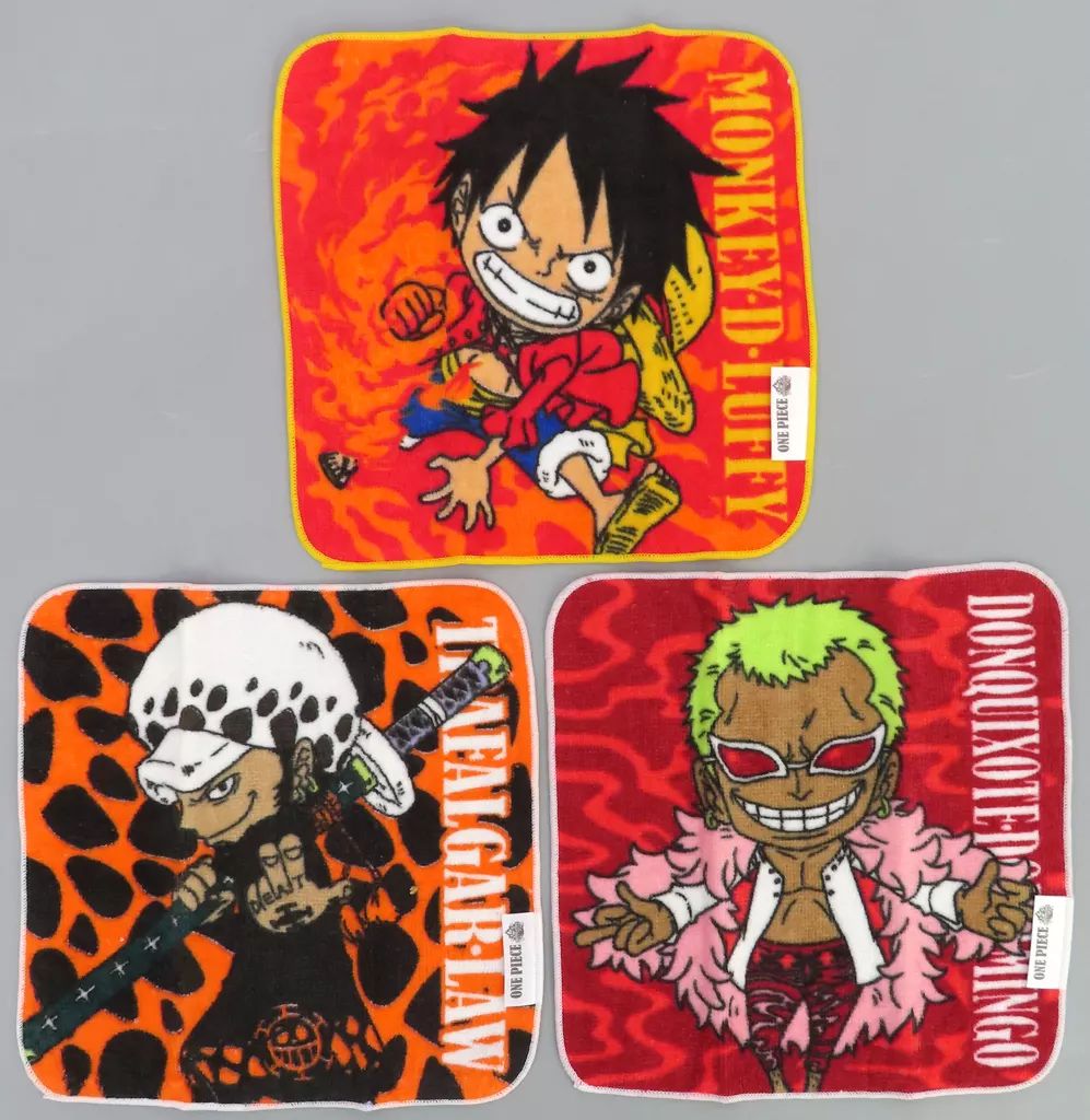 中古】タオル・手ぬぐい ルフィ＆ドフラミンゴ＆ロー ミニタオルセット