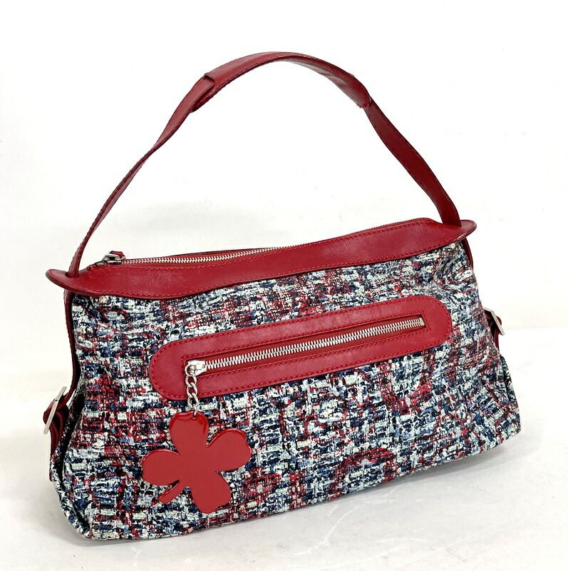 CHANEL シャネル ツイード・セミショルダーバッグ レッド×マルチカラー