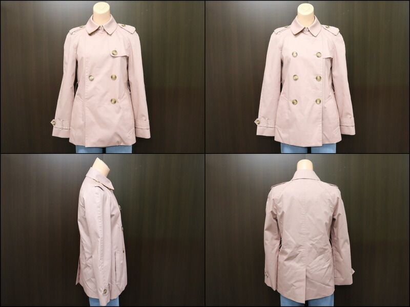 COACH コーチ トレンチコート レザートリミング 綿100% ピンク XS