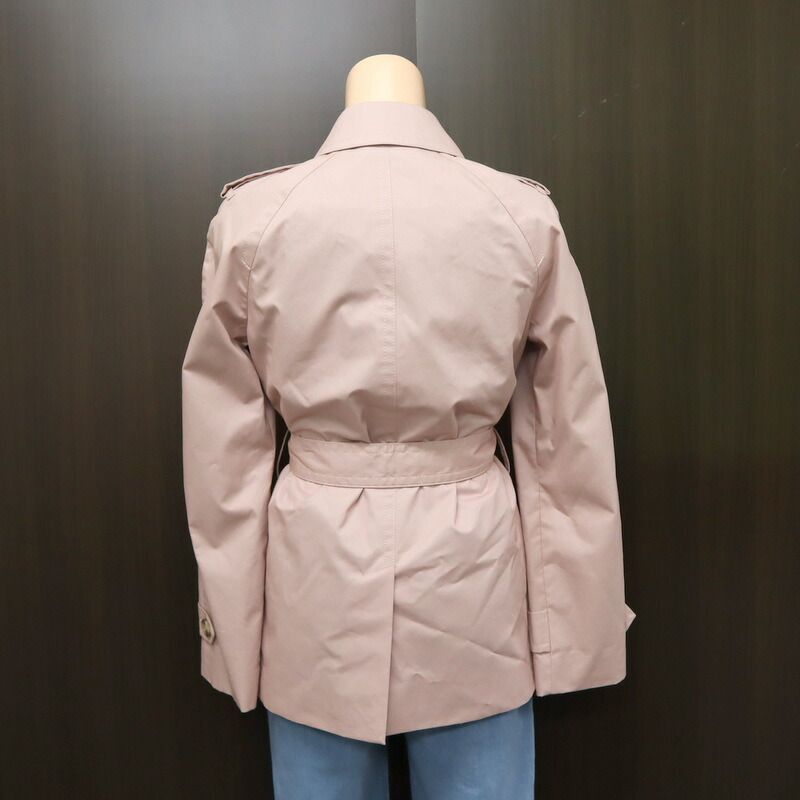 COACH コーチ トレンチコート レザートリミング 綿100% ピンク XS