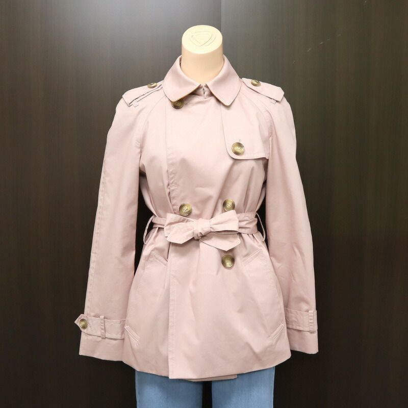 COACH コーチ トレンチコート レザートリミング 綿100% ピンク XS