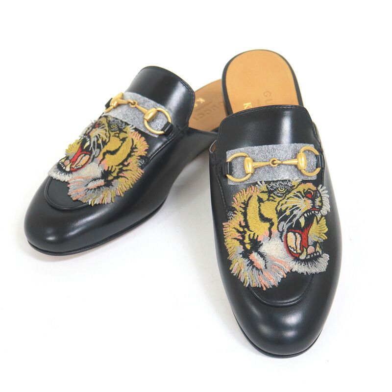 GUCCI グッチ プリンスタウン・レザースリッパ タイガー ブラック #35