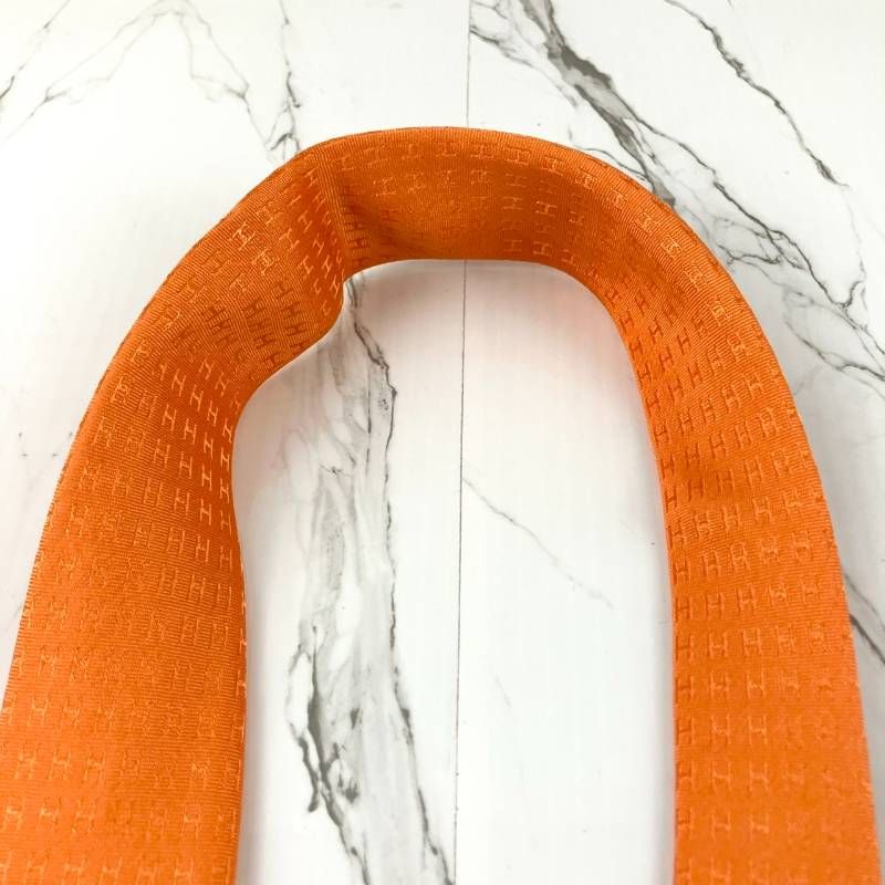 美品 HERMES エルメス ネクタイ ファソネ H柄 H織 ソリッド 無地