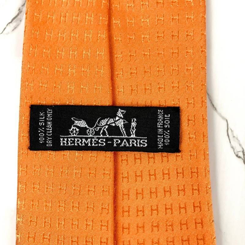 美品 HERMES エルメス ネクタイ ファソネ H柄 H織 ソリッド 無地