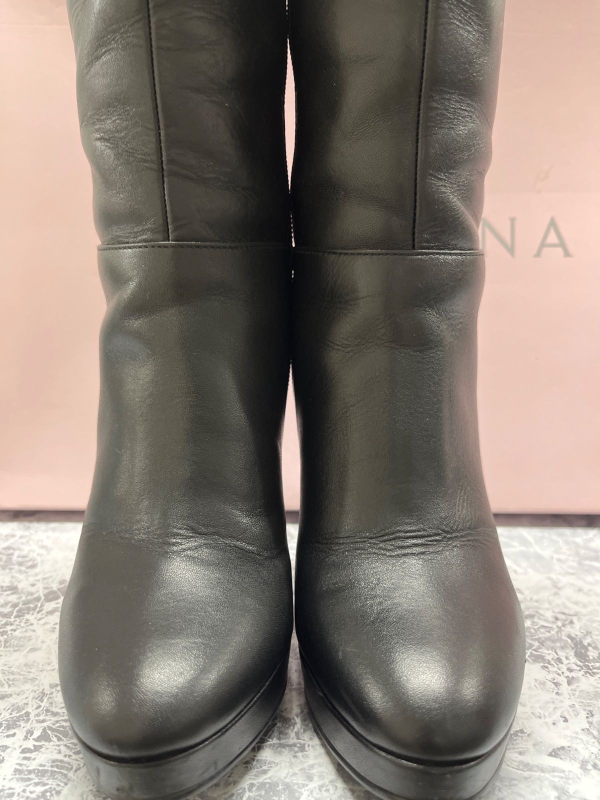 送料無料！！DIANA ダイアナ 本革ロングブーツ ブラック 10cm高ヒール