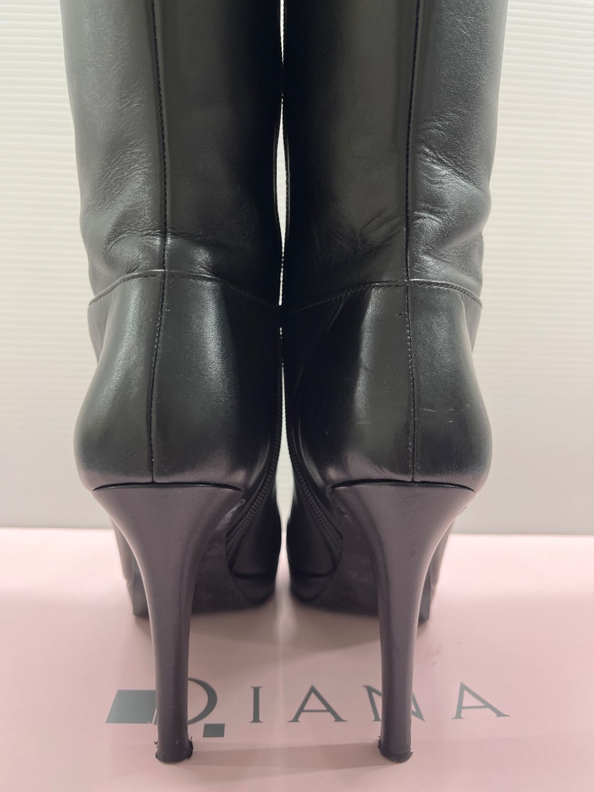 送料無料！！DIANA ダイアナ 本革ロングブーツ ブラック 10cm高ヒール