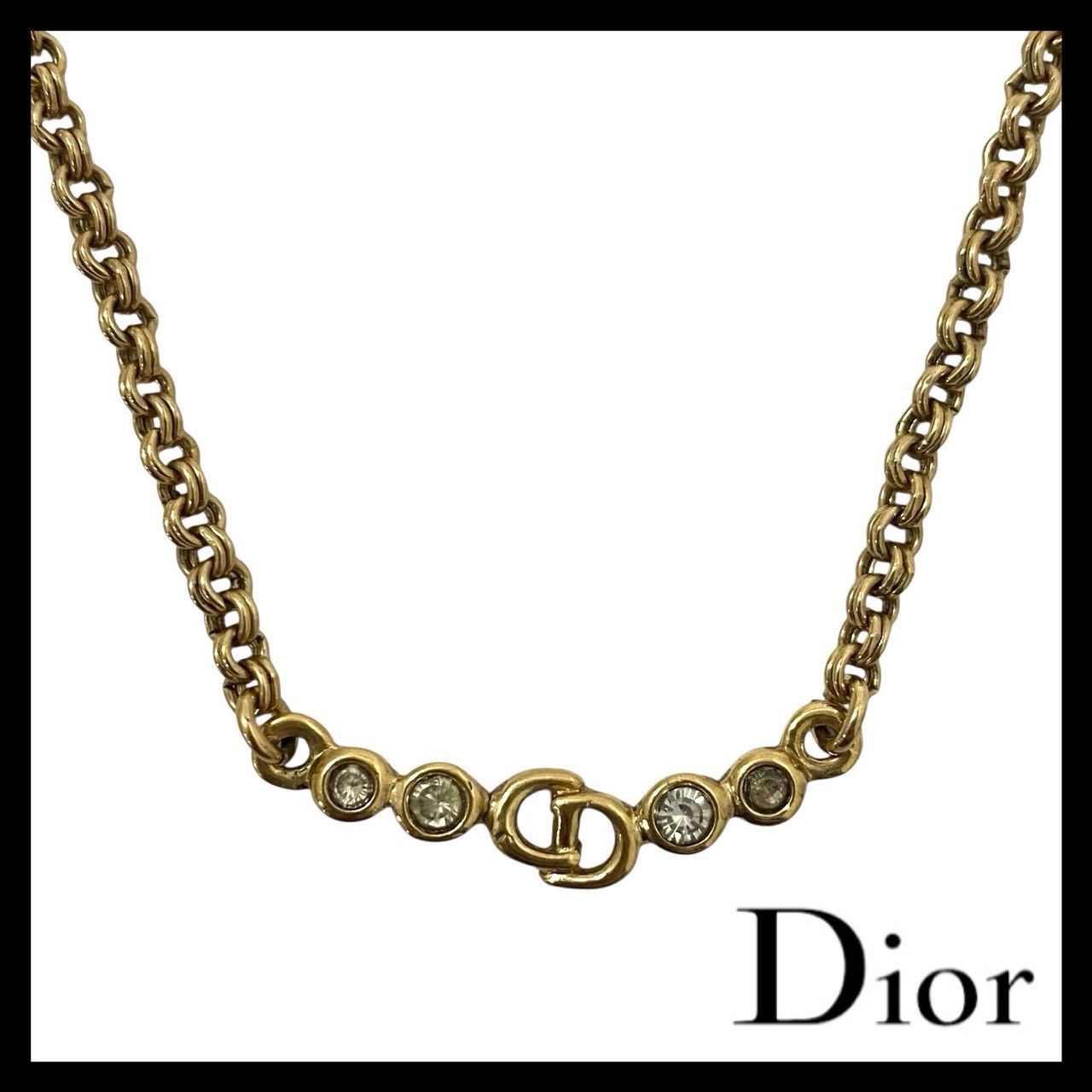 Dior】CDロゴ ラインストーン ネックレス ゴールド/金 カラー