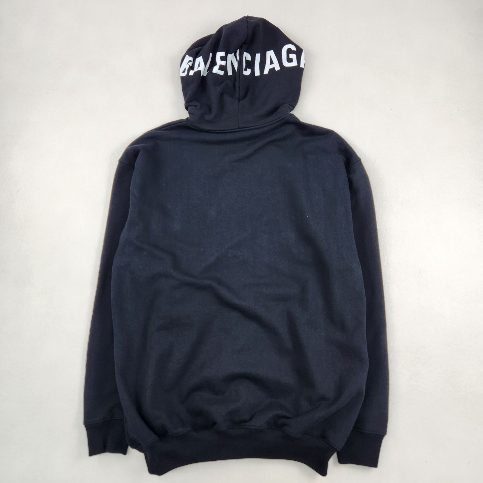 美品 BALENCIAGA パーカー 【超人気モデル】 フードロゴ 黒 フーディー 