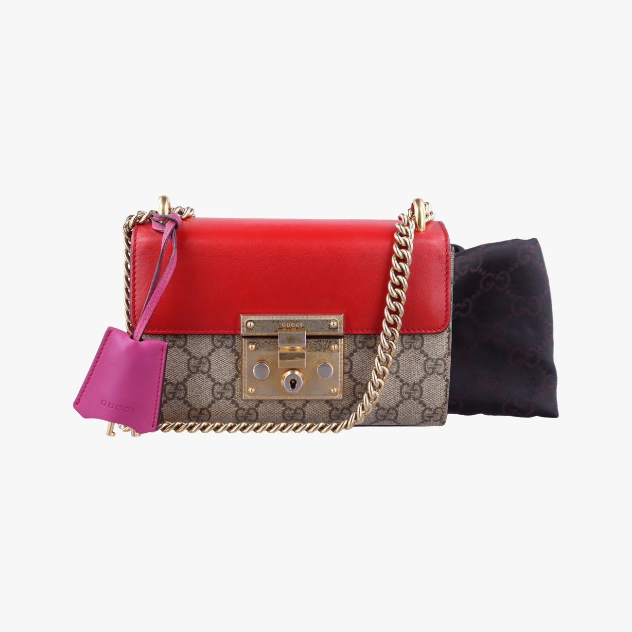 グッチGucciパドロック ベージュ×レッド×ピンク PVCコーティング