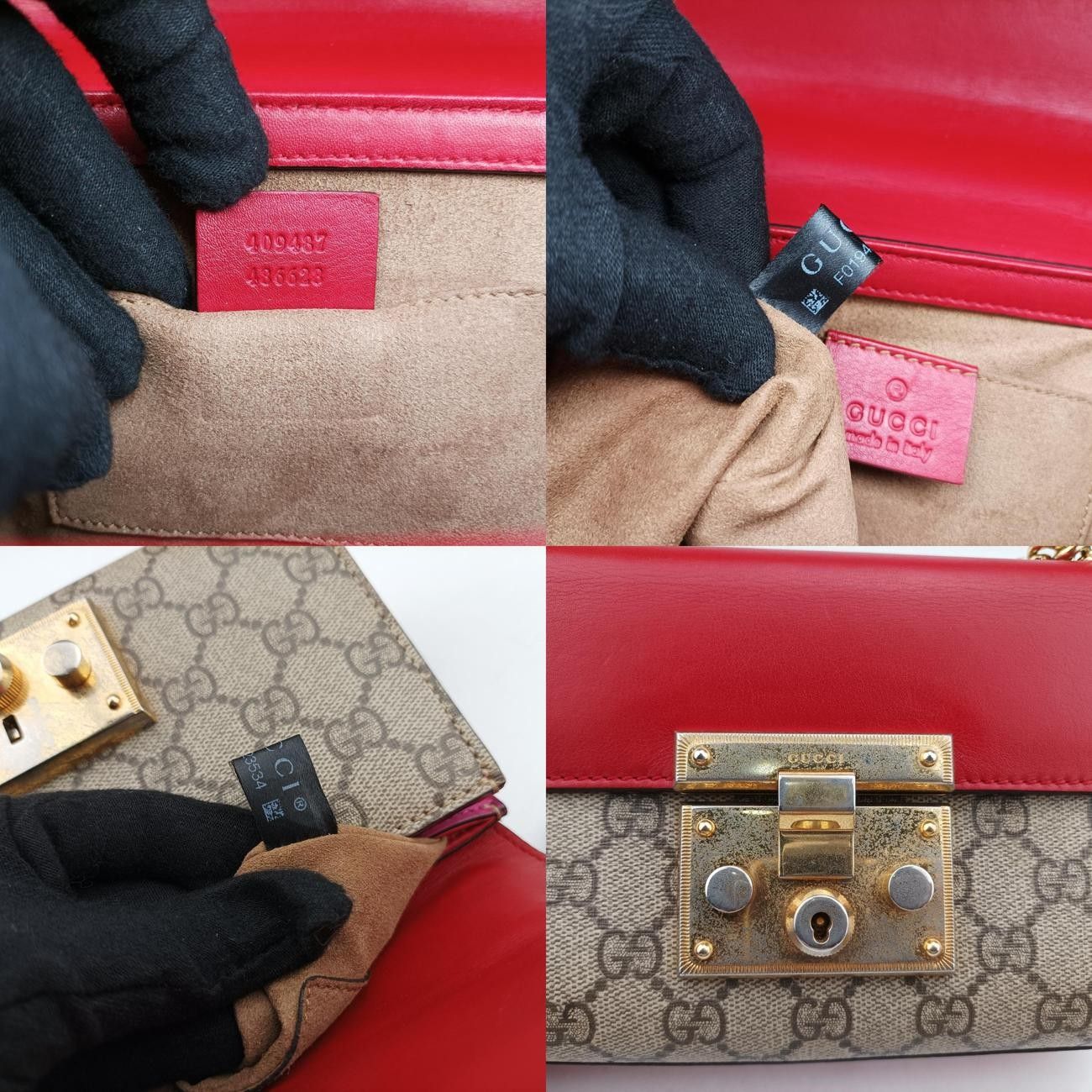 グッチGucciパドロック ベージュ×レッド×ピンク PVCコーティング