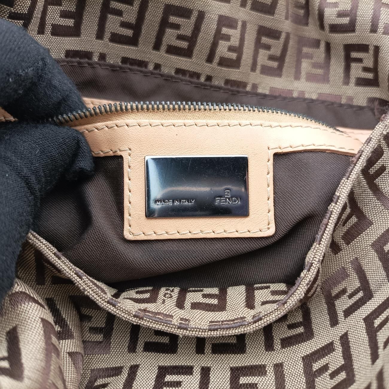 フェンディFendiマンマバケット ズッキーノ柄 ブラウン キャンバス
